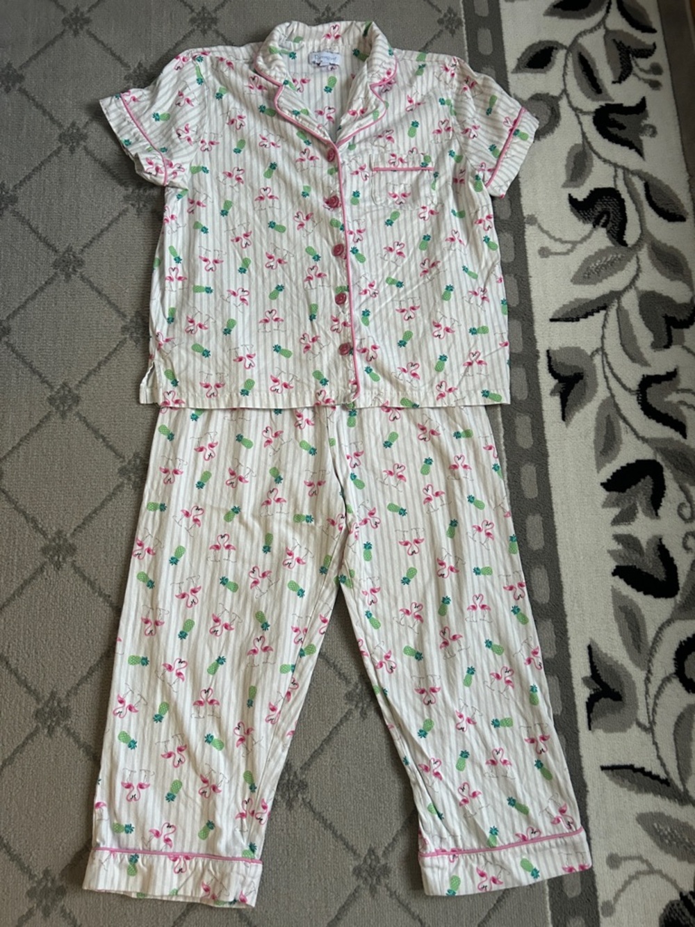 Women's Pink Flamingo Short-Sleeve Cotton Pajamagram Set